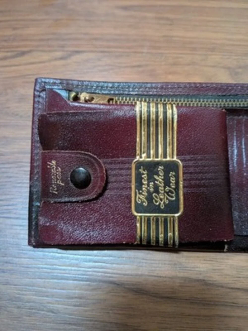 Vintage 1950s Genuine Leather Bifold Wallet Zipper Many Compartments Brown